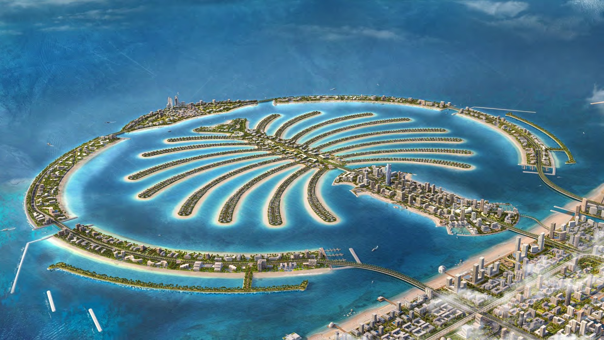 Palm Jebel Ali masterplan highlighting the Frond F location